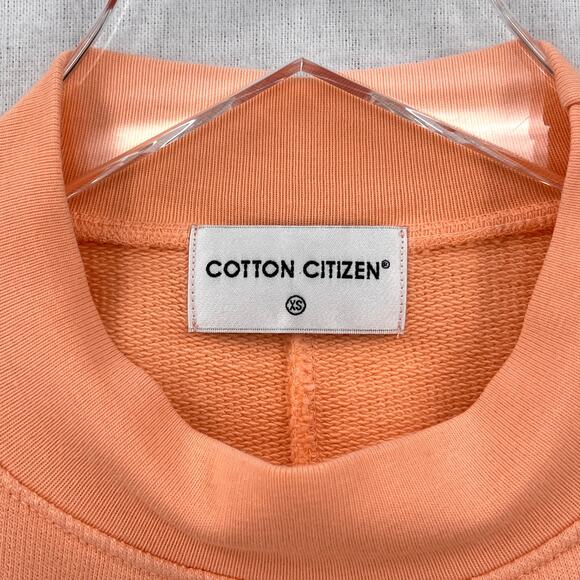 COTTON CITIZEN Milan Cropped Long Sleeve Sweatshirt Womens XS Melon Orange Mock - Picture 9 of 16